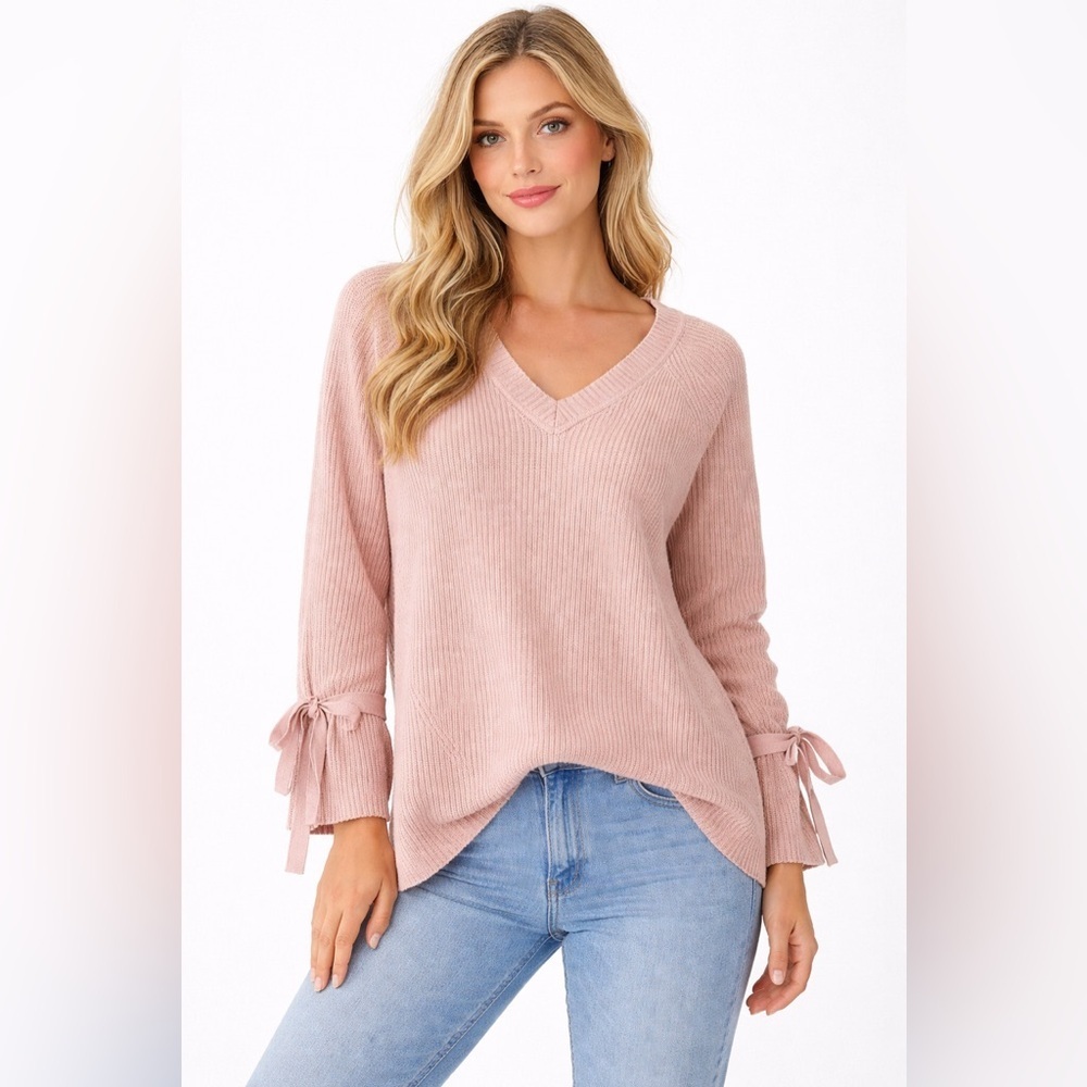 Aerie oversized knit pink sweater tie arm size xs